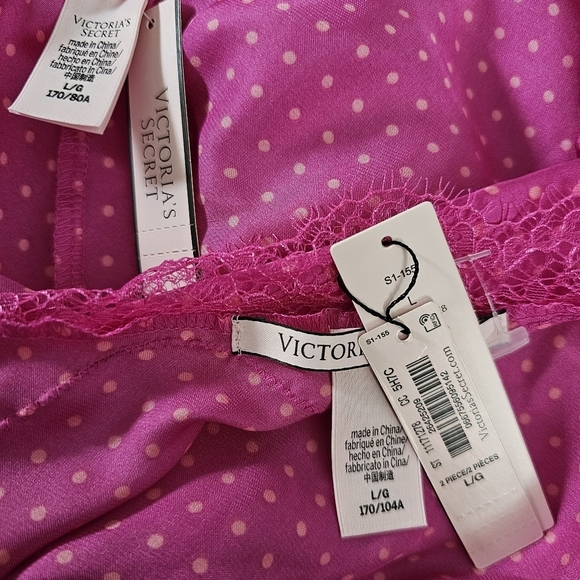NEW Victoria's Secret Pink Polka Dot Pajama Set Size L - Picture 4 of 5